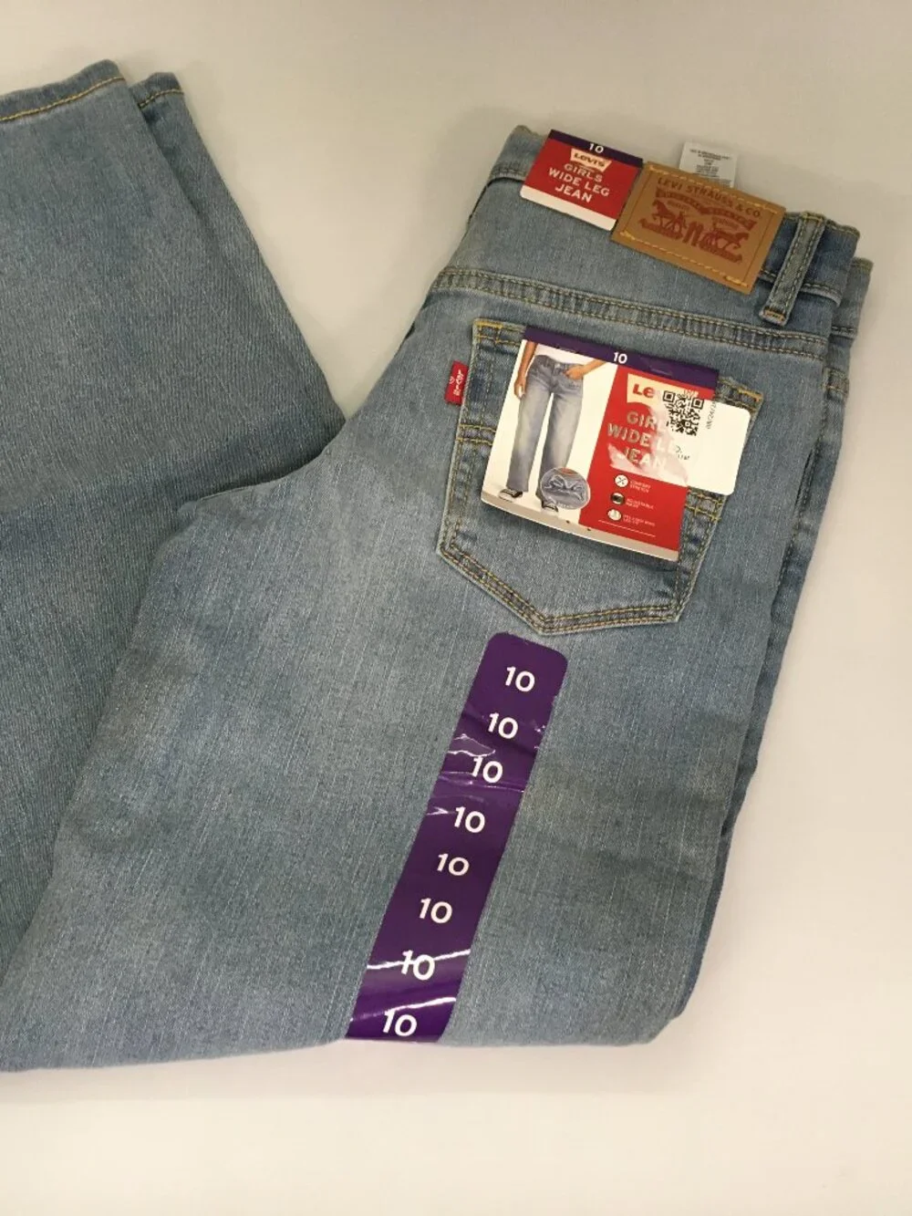 NEW NWT Levi's Girls Wide Leg Jeans Size 10 New With Tags Bow Detail